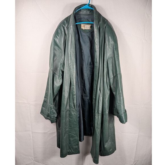 Venezia Jackets & Blazers - Venezia Women's 80s Green Genuine Leather Coat Made in Korea Oversized Vintage